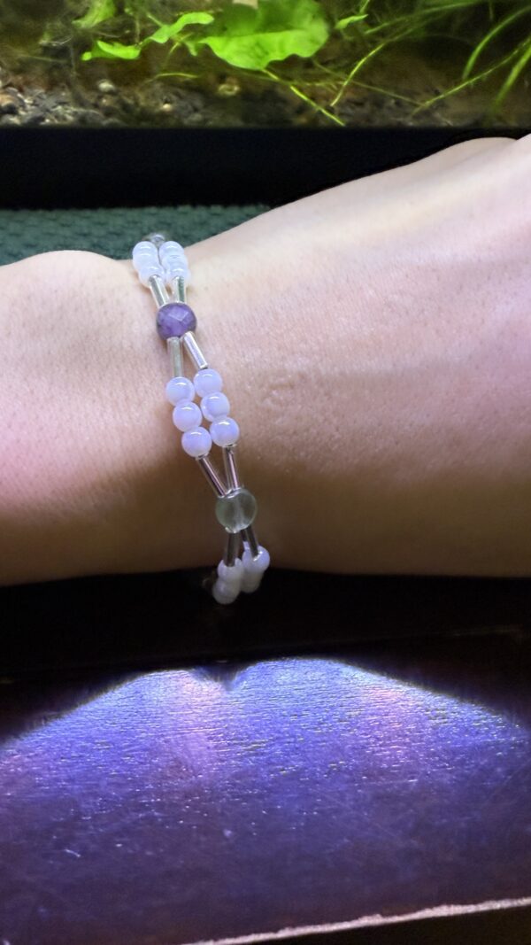 Fluorite and White - Handmade Bracelet