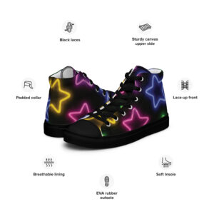 Neon Stars high top canvas shoes